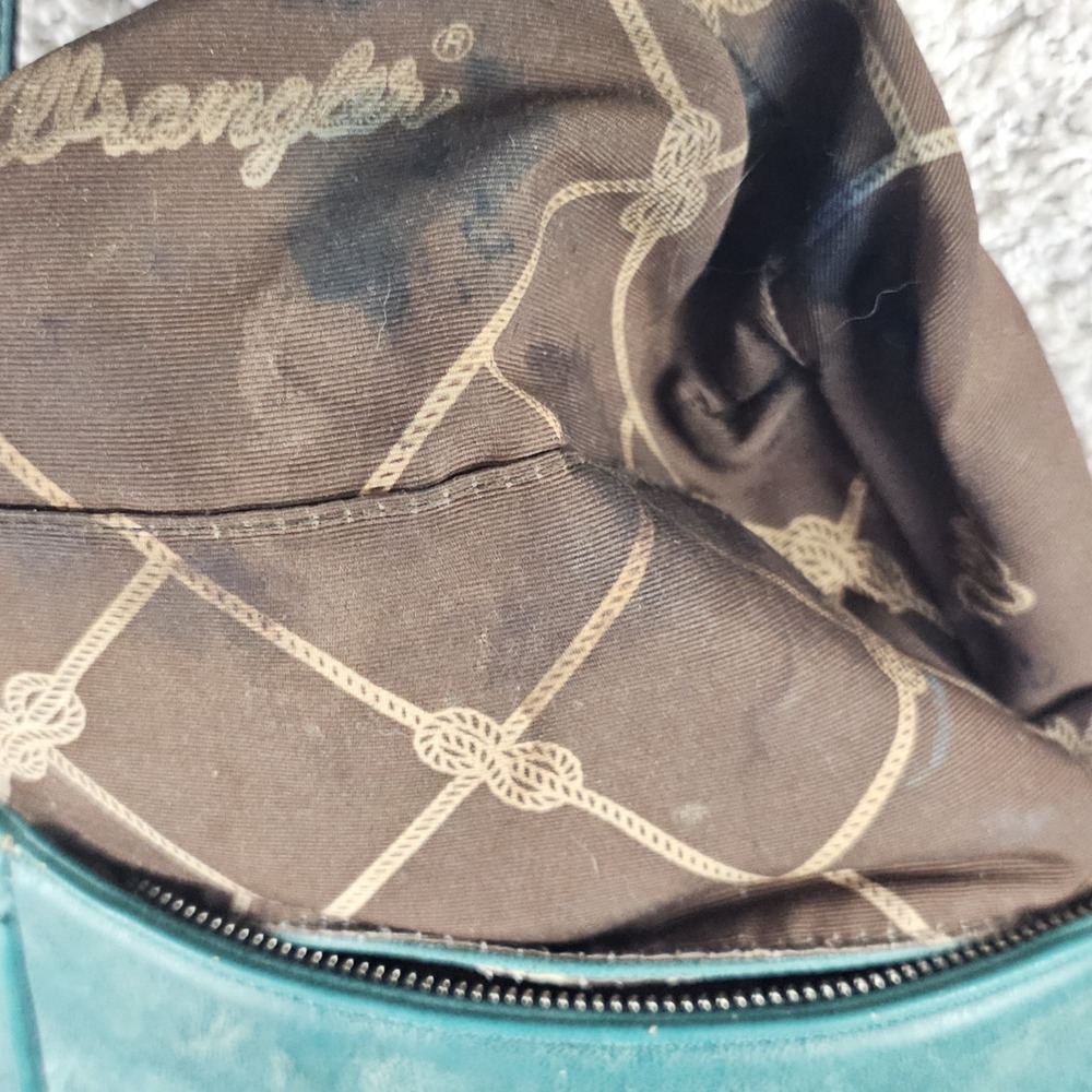 Wrangler Turquoise Fringe Crossbody Messenger Bag Floral Southwest Whipstitch - Picture 5 of 15